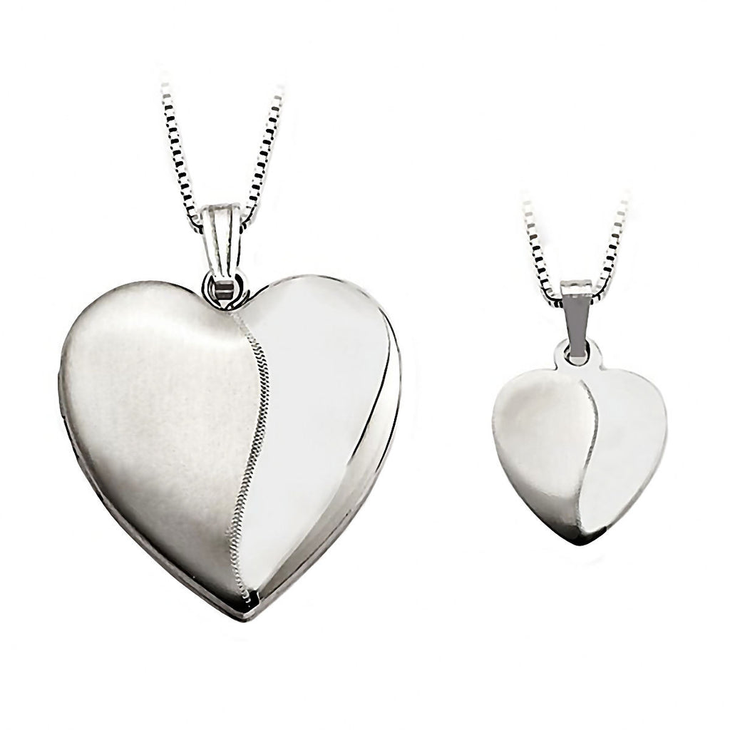 Two-Style Just Like Mommy 925 Silver Heart Locket and Pendant Necklace Set - Trustmark Jewelers - Pendants and Necklaces - 1