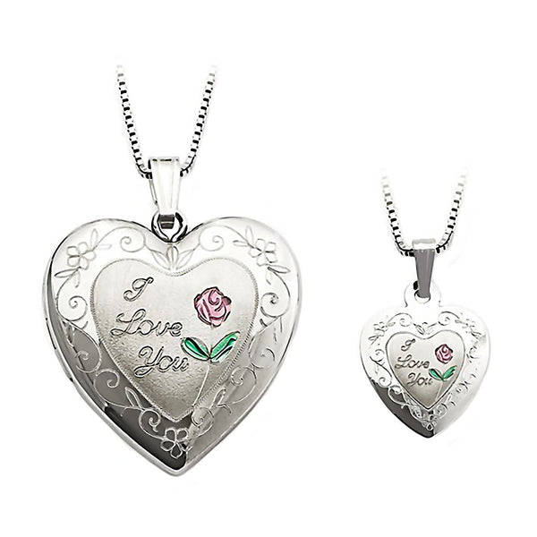 "I Love You" Just Like Mommy 925 Silver Locket and Pendant Necklace Set - Trustmark Jewelers - Pendants and Necklaces - 1