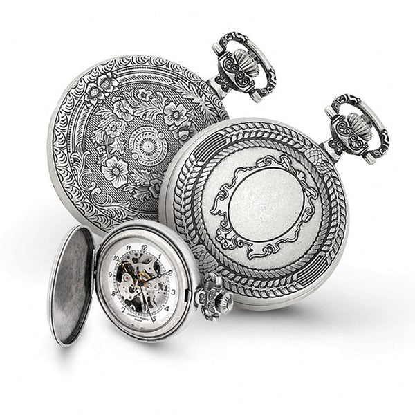 Charles Hubert Paris: Antique Design Chrome Finish Brass Pocket Watch 3920 - Trustmark Jewelers - Pocket Watches