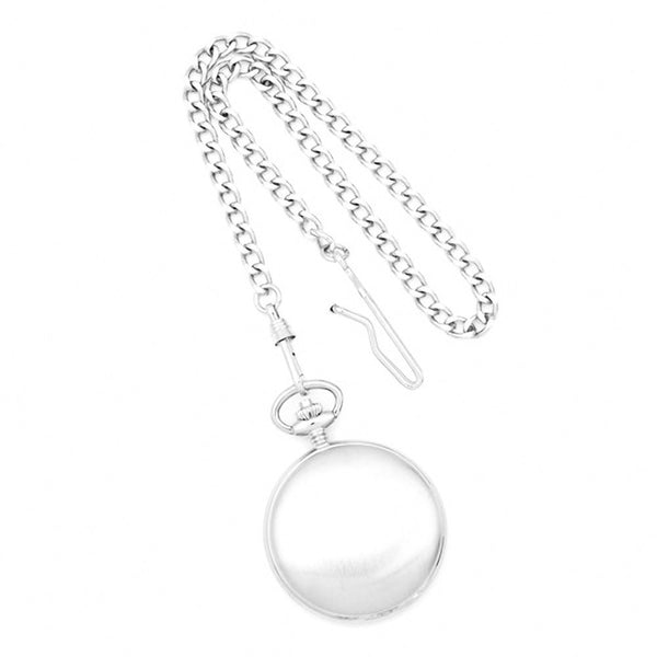 Charles Hubert Paris: White Skeleton Dial Chrome Finish Brass Pocket Watch 3594 - Trustmark Jewelers - Pocket Watches - 1