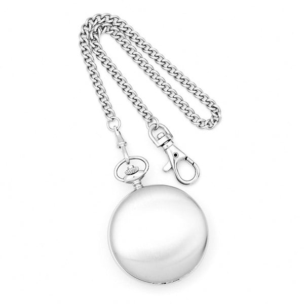 Charles Hubert Paris: White Skeleton Dial Chrome-Tone Brass Pocket Watch 3780-W - Trustmark Jewelers - Pocket Watches - 1