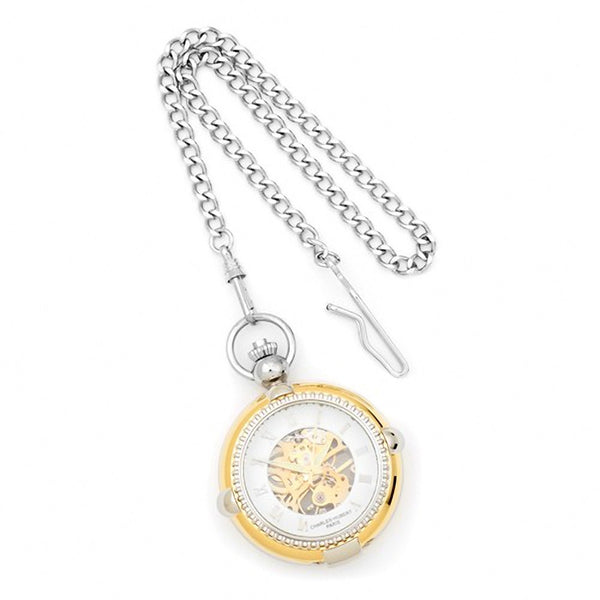 Charles Hubert Paris: Photo Insert White Dial Two-Tone Brass Pocket Watch 3846 - Trustmark Jewelers - Pocket Watches - 1