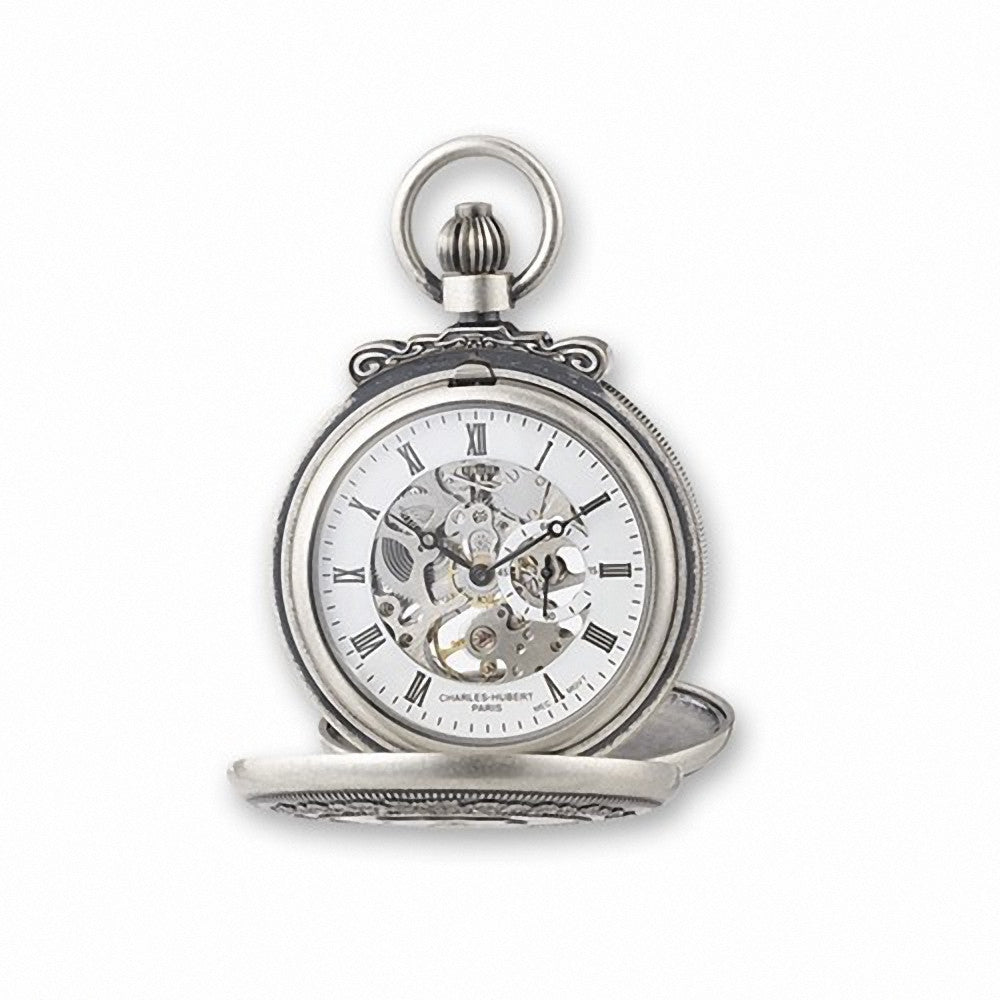 Charles Hubert Paris: Antique Design Chrome-Tone Brass Pocket Watch 3867-S - Trustmark Jewelers - Pocket Watches - 3