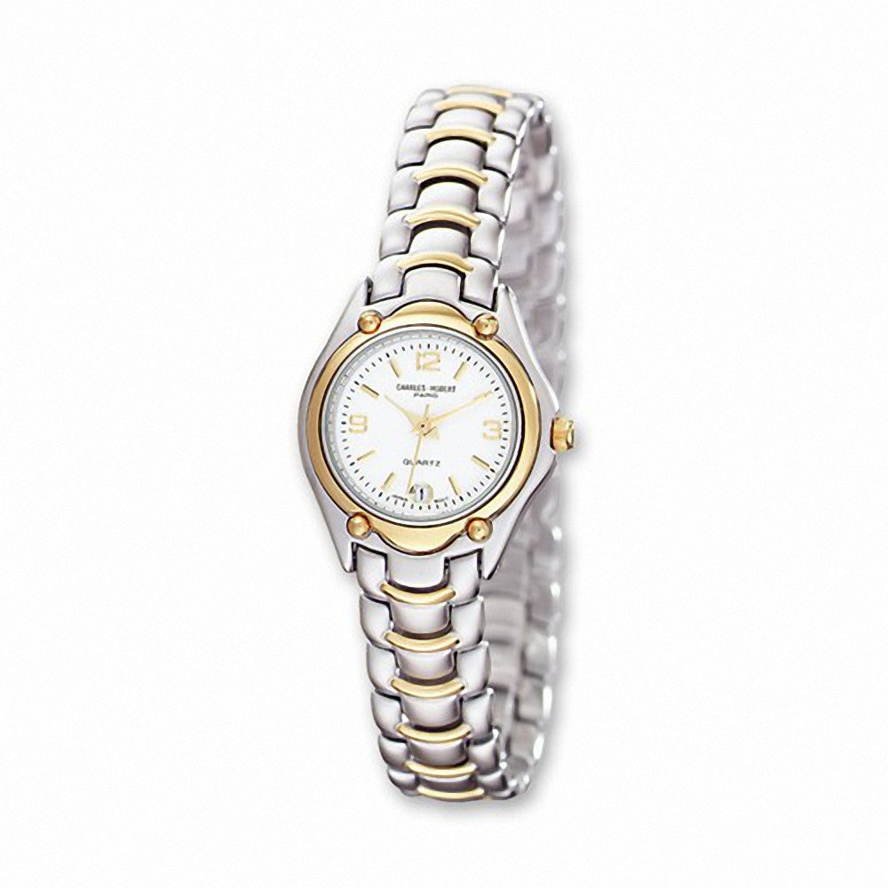 Charles Hubert Paris: Womens White Dial Two-Tone Brass Wrist Watch 6630 - Trustmark Jewelers - Womens Watches