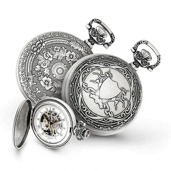 Charles Hubert Paris: Antique Unicorn Shield Design Brass Pocket Watch 3921 - Trustmark Jewelers - Pocket Watches