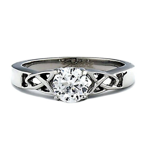 Aideen: 316 Steel 0.75ct IOF CZ Celtic Trinity Knot Promise Band Ring - Trustmark Jewelers - Promise Rings - 1