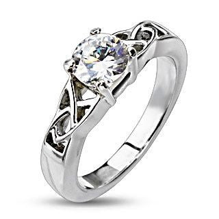 Aideen: 316 Steel 0.75ct IOF CZ Celtic Trinity Knot Promise Band Ring - Trustmark Jewelers - Promise Rings - 2