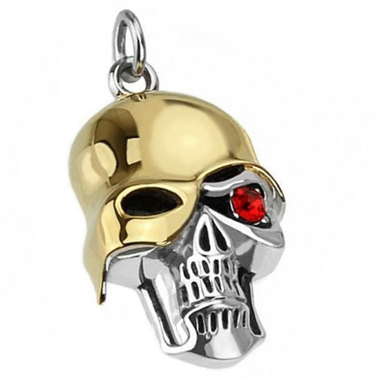Jace: 316 Steel Soldier of Death with Red Fire CZ Eye Skull Pendant - Trustmark Jewelers - Pendants and Necklaces