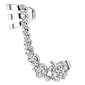 Leah: Crystal Cartilage Right Ear Cuff Earring 316 Stainless Steel - Trustmark Jewelers - Earrings