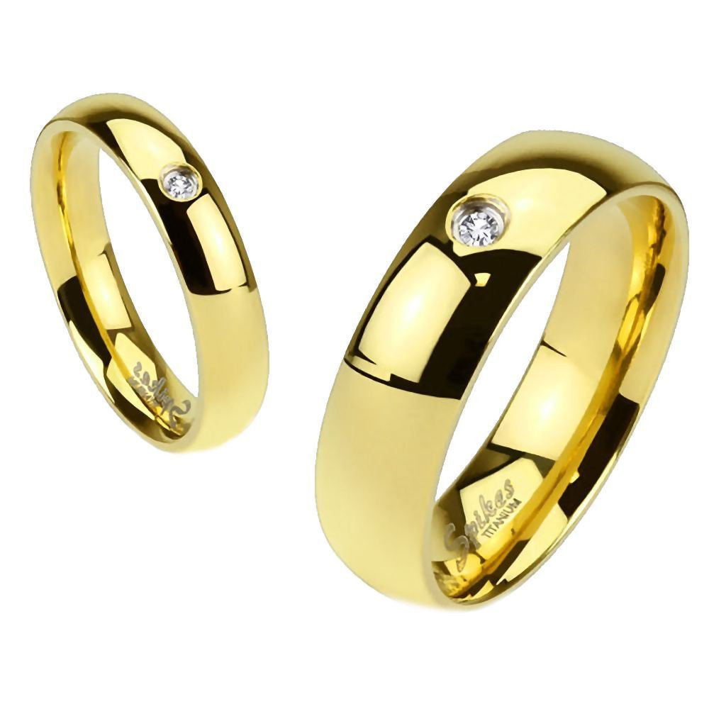 Rowan: 4mm 0.03ct Russian IOF CZ Stone Wedding Band Ring IP Gold - Trustmark Jewelers - Wedding Bands