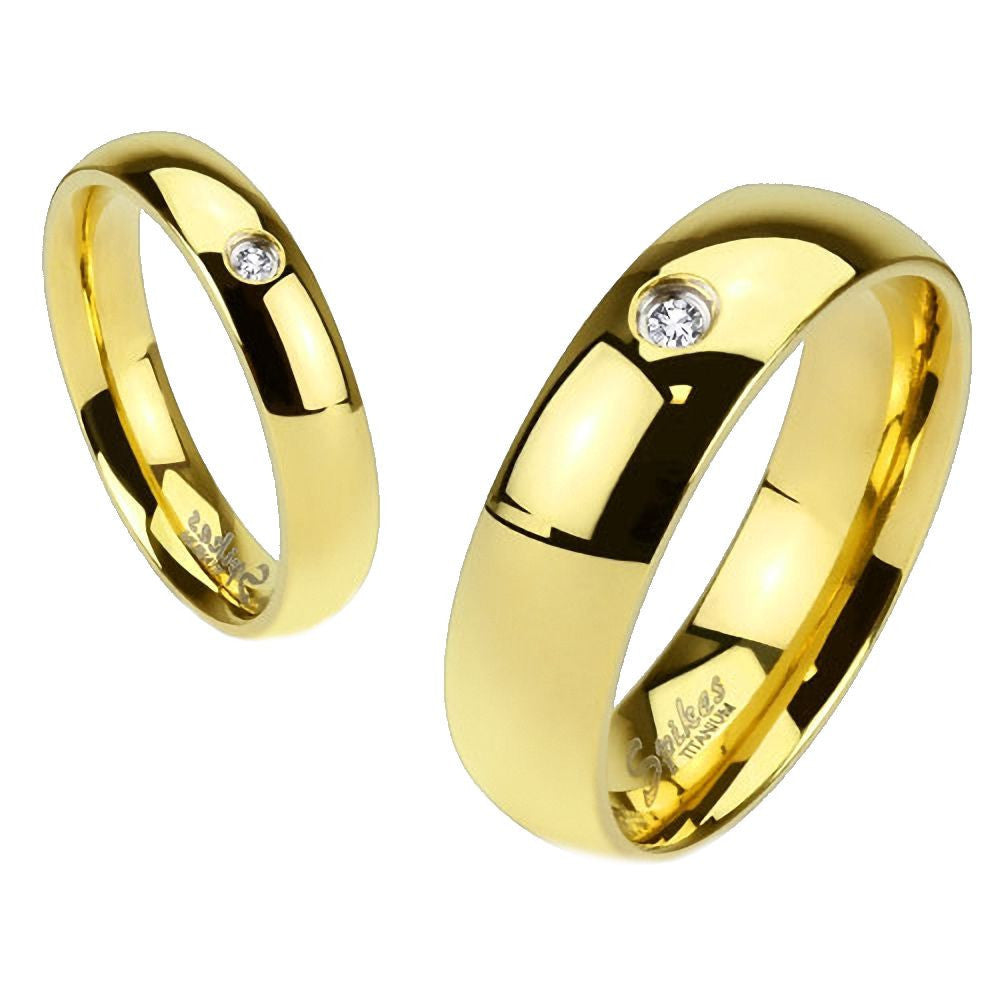 Rowan: 6mm 0.03ct Russian IOF CZ Stone Wedding Band Ring IP Gold - Trustmark Jewelers - Wedding Bands