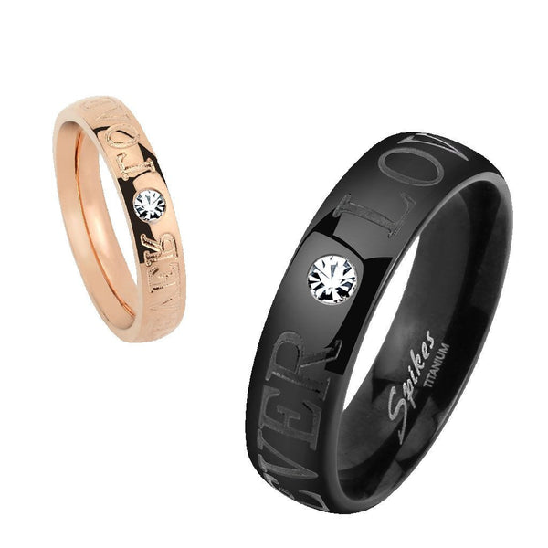 Forever Love: 4mm Titanium & IP Rose Gold Etched Wedding Band Ring - Trustmark Jewelers - Wedding Bands - 1