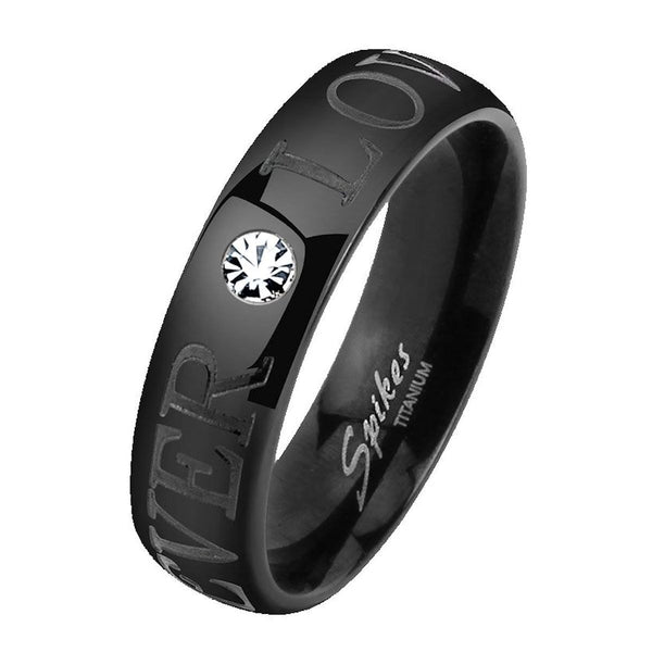 Forever Love: 6mm Titanium & IP Black Rhodium Etched Wedding Band Ring - Trustmark Jewelers - Wedding Bands - 1
