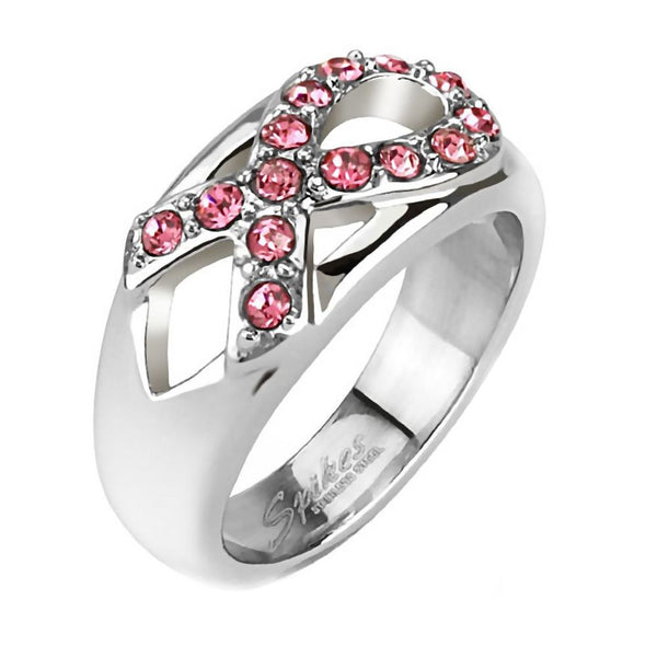 Rosalie: 0.42ct Pink Sapphire Ice CZ Ribbon-pattern Fashion Ring - Trustmark Jewelers - Fashion Rings