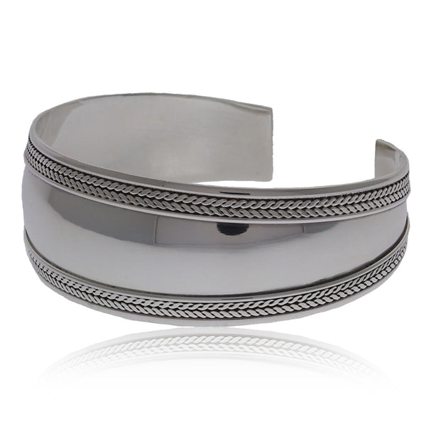 Helen: 24mm Cuff Bangle Bracelet 925 Sterling Silver - Trustmark Jewelers - Bracelets - 1