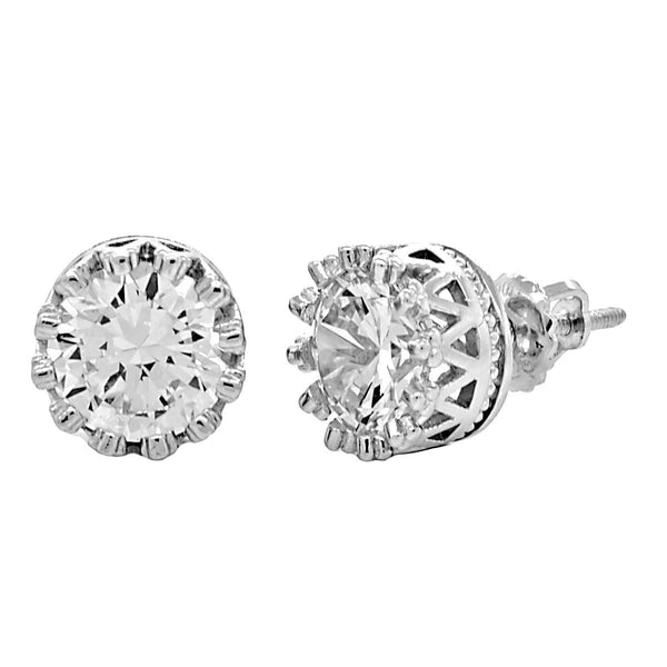 Austin: 8mm, 4.0ct Brilliant Cut Ice CZ Crown Set Screw Back Earrings - Trustmark Jewelers - Earrings