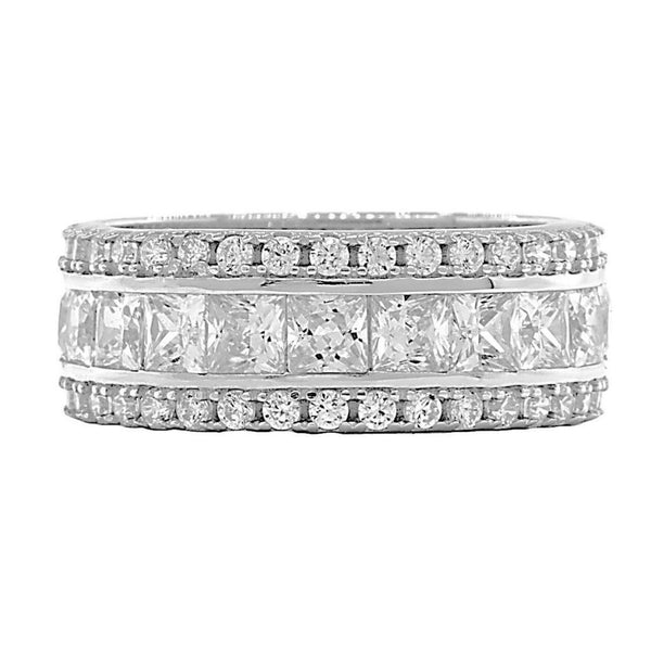 Colorado: 5.8ct Russian Ice CZ 3 Row Stacked Eternity Band Ring - Trustmark Jewelers - Eternity Bands - 1