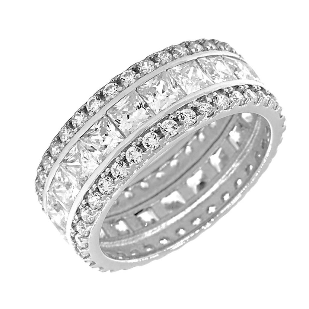 Colorado: 5.8ct Russian Ice CZ 3 Row Stacked Eternity Band Ring - Trustmark Jewelers - Eternity Bands - 2