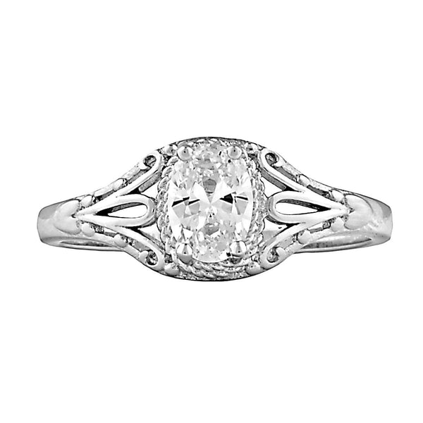 Clarissa: 1.0ct Oval-cut Russian Ice CZ Silver Engagement Promise Ring - Trustmark Jewelers - Engagement Rings - 1