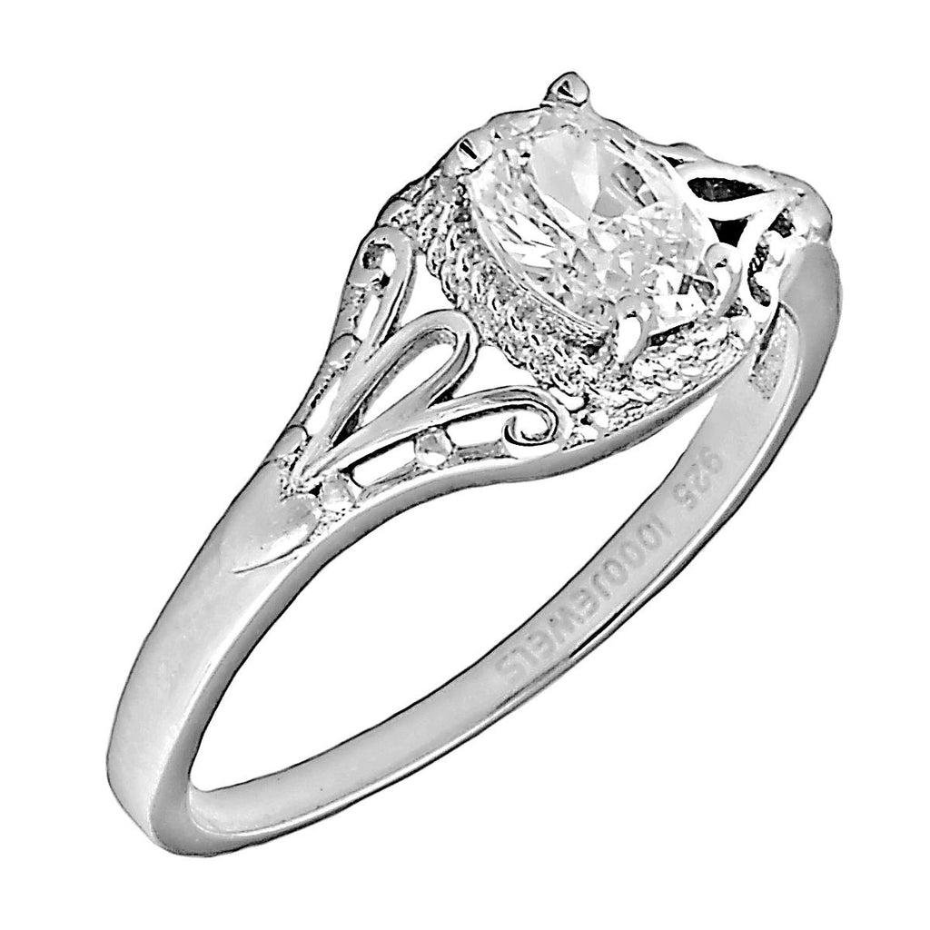 Clarissa: 1.0ct Oval-cut Russian Ice CZ Silver Engagement Promise Ring - Trustmark Jewelers - Engagement Rings - 6