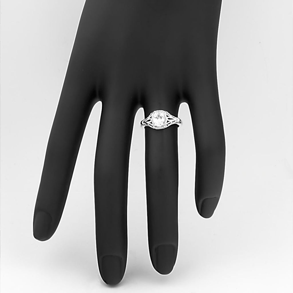 Clarissa: 1.0ct Oval-cut Russian Ice CZ Silver Engagement Promise Ring - Trustmark Jewelers - Engagement Rings - 3