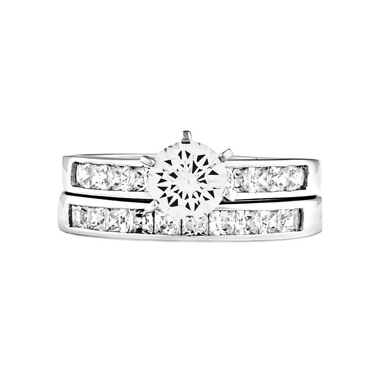 Shantay: 1.55ct 2 piece Brilliant-cut Russian IOF Wedding Ring Set 925 - Trustmark Jewelers - Wedding Ring Sets - 1