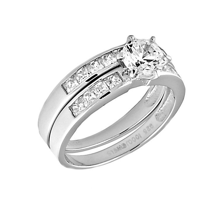 Shantay: 1.55ct 2 piece Brilliant-cut Russian IOF Wedding Ring Set 925 - Trustmark Jewelers - Wedding Ring Sets - 2