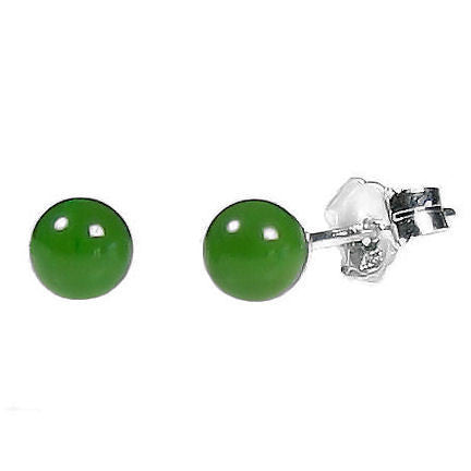 4mm Nephrite Green Jade Ball Stud Earrings Sterling Silver - Trustmark Jewelers - Earrings - 2