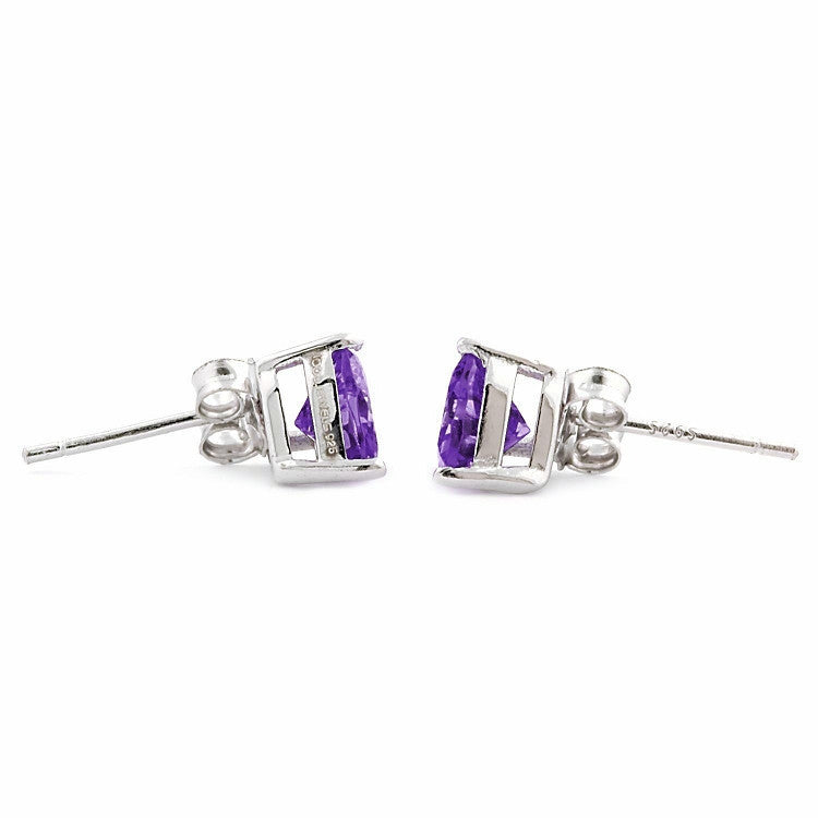 Amy: 1.50ct 6mm Radiant Heart Cut Amethyst Ice CZ Stud Earrings - Trustmark Jewelers - Earrings - 4