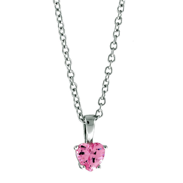 Patsy: 0.75ct Heart Cut Pink Sapphire Ice CZ Silver Chain Pendant - Trustmark Jewelers - Pendandts and Necklaces