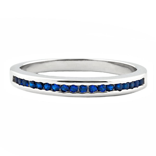 Lakoda BSA: Stackable created Sapphire Semi Eternity Wedding Band Ring - Trustmark Jewelers - Wedding Bands - 1