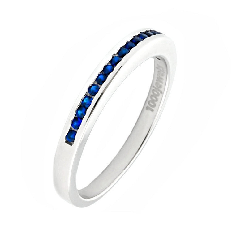 Lakoda BSA: Stackable created Sapphire Semi Eternity Wedding Band Ring - Trustmark Jewelers - Wedding Bands - 2