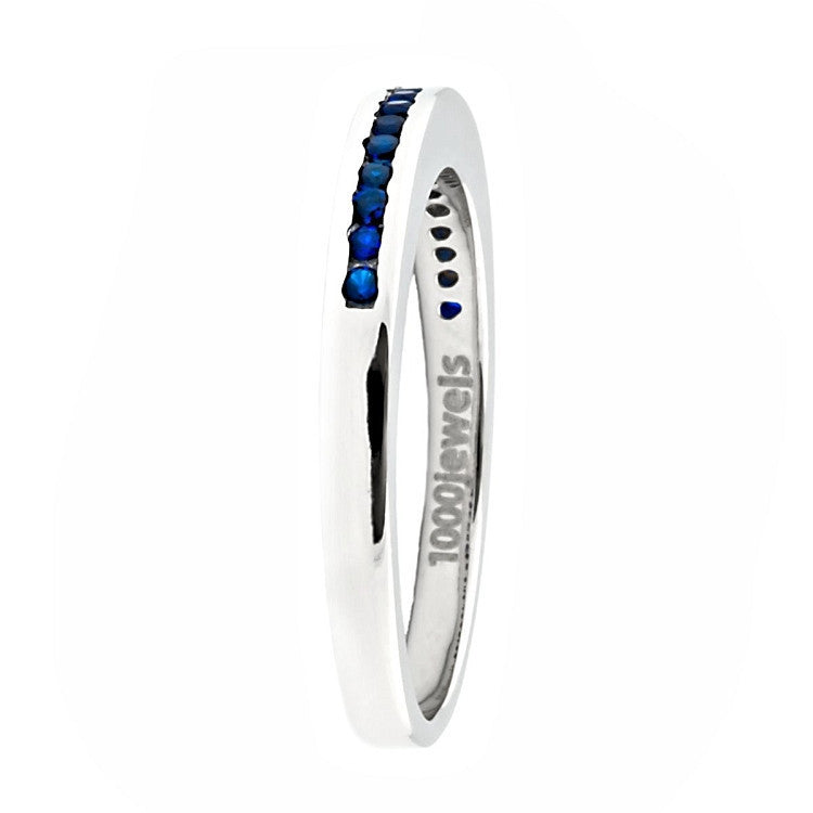 Lakoda BSA: Stackable created Sapphire Semi Eternity Wedding Band Ring - Trustmark Jewelers - Wedding Bands - 3