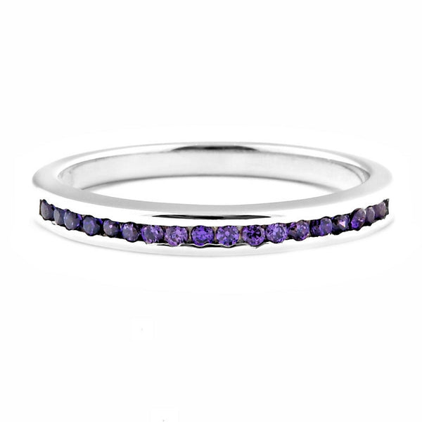 Lakoda BAT: Stackable Amethyst Ice CZ Semi Eternity Wedding Band Ring - Trustmark Jewelers - Wedding Bands - 1