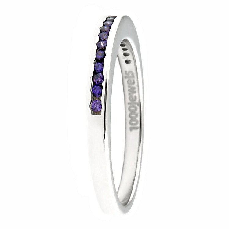 Lakoda BAT: Stackable Amethyst Ice CZ Semi Eternity Wedding Band Ring - Trustmark Jewelers - Wedding Bands - 3