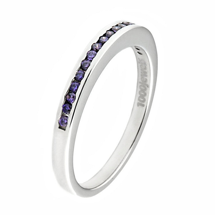 Lakoda BAT: Stackable Amethyst Ice CZ Semi Eternity Wedding Band Ring - Trustmark Jewelers - Wedding Bands - 2