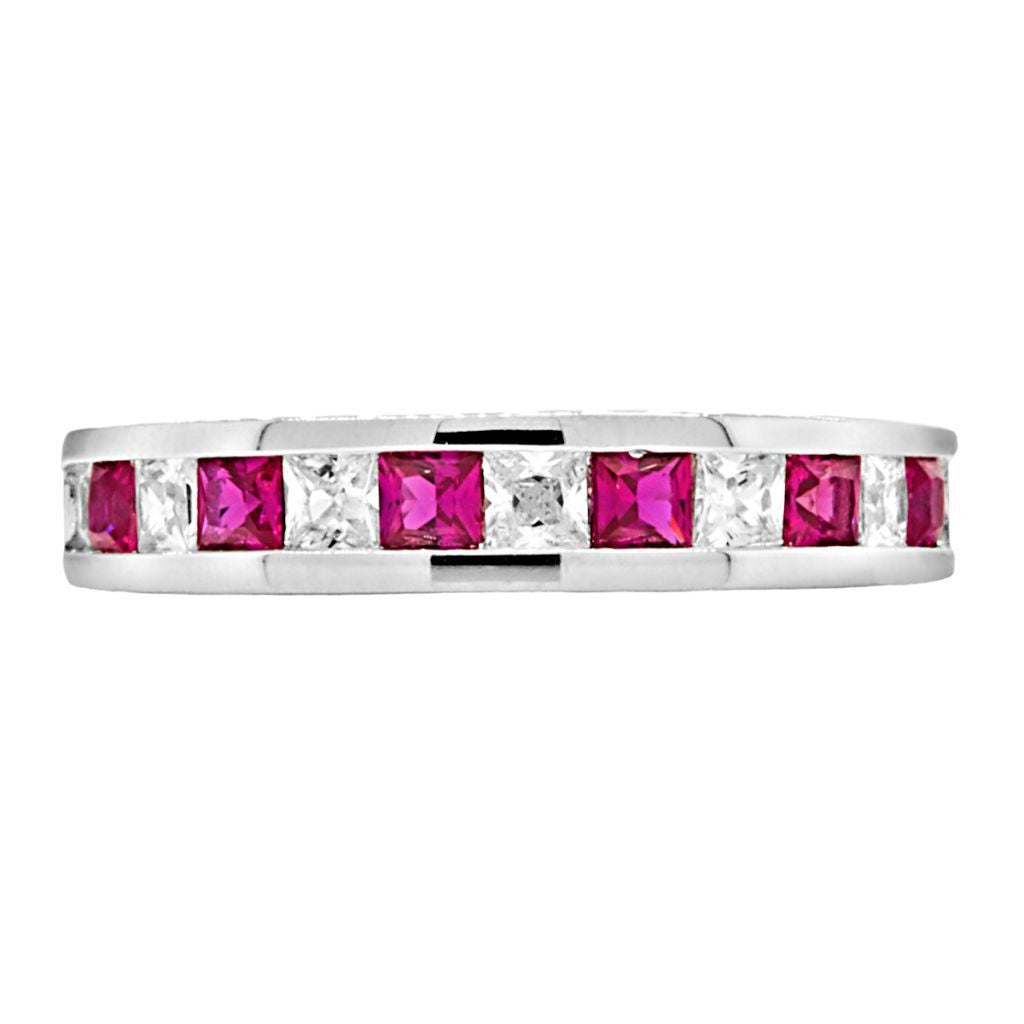Olicia B: 2.21ct Princess cut created Ruby Semi-Eternity Wedding Band - Trustmark Jewelers - Wedding Bands - 1