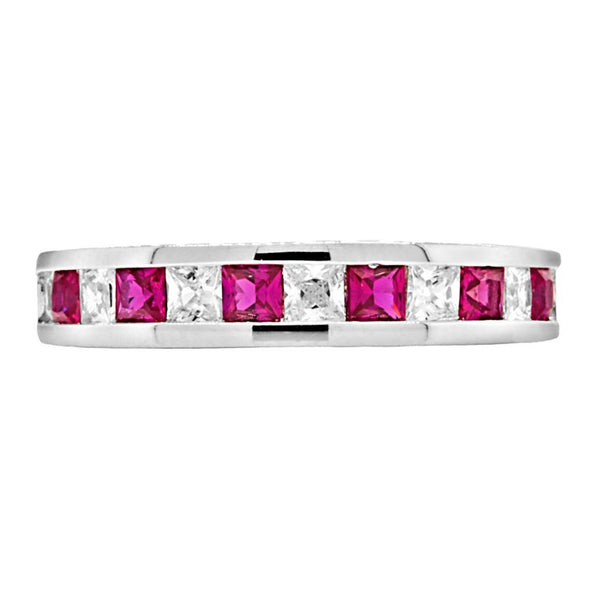Olicia B: 2.21ct Princess cut created Ruby Semi-Eternity Wedding Band - Trustmark Jewelers - Wedding Bands - 1
