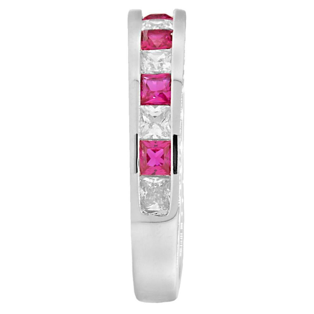 Olicia B: 2.21ct Princess cut created Ruby Semi-Eternity Wedding Band - Trustmark Jewelers - Wedding Bands - 4