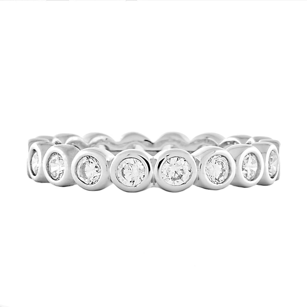Vita: 1.08ct Russian IOF CZ Bezel Set Eternity Band Ring 925 Silver - Trustmark Jewelers - Eternity Bands