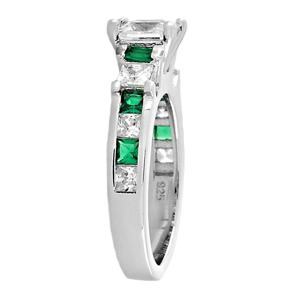 Olympia E: 2.14 ct Emerald and Russian Ice CZ Engagement Band Ring - Trustmark Jewelers - Engagement Rings - 2
