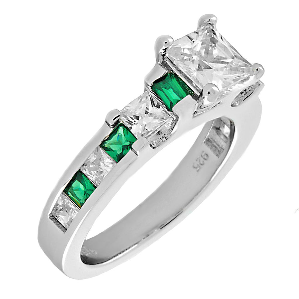 Olympia E: 2.14 ct Emerald and Russian Ice CZ Engagement Band Ring - Trustmark Jewelers - Engagement Rings - 3