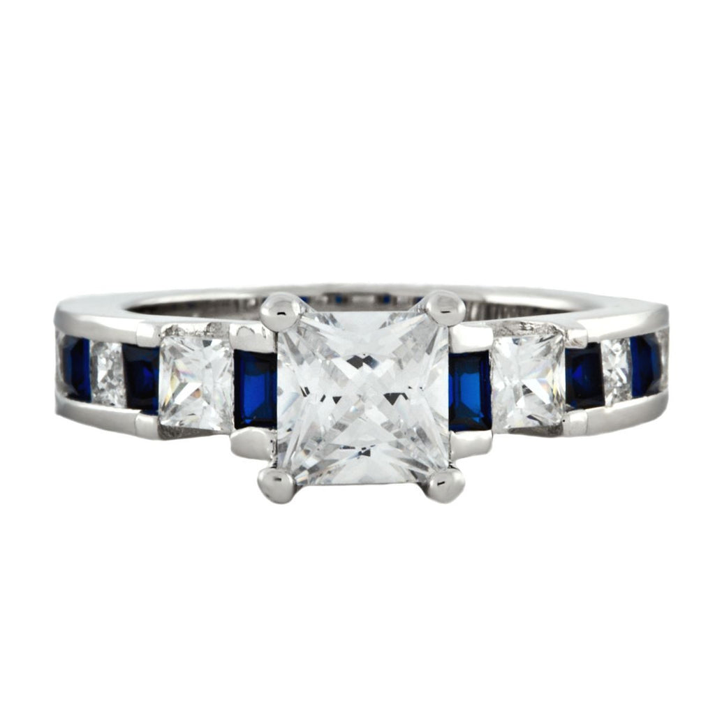 Olivia E: 2.14 ct Sapphire and Russian Ice Engagement Band Ring - Trustmark Jewelers - Engagement Rings - 1
