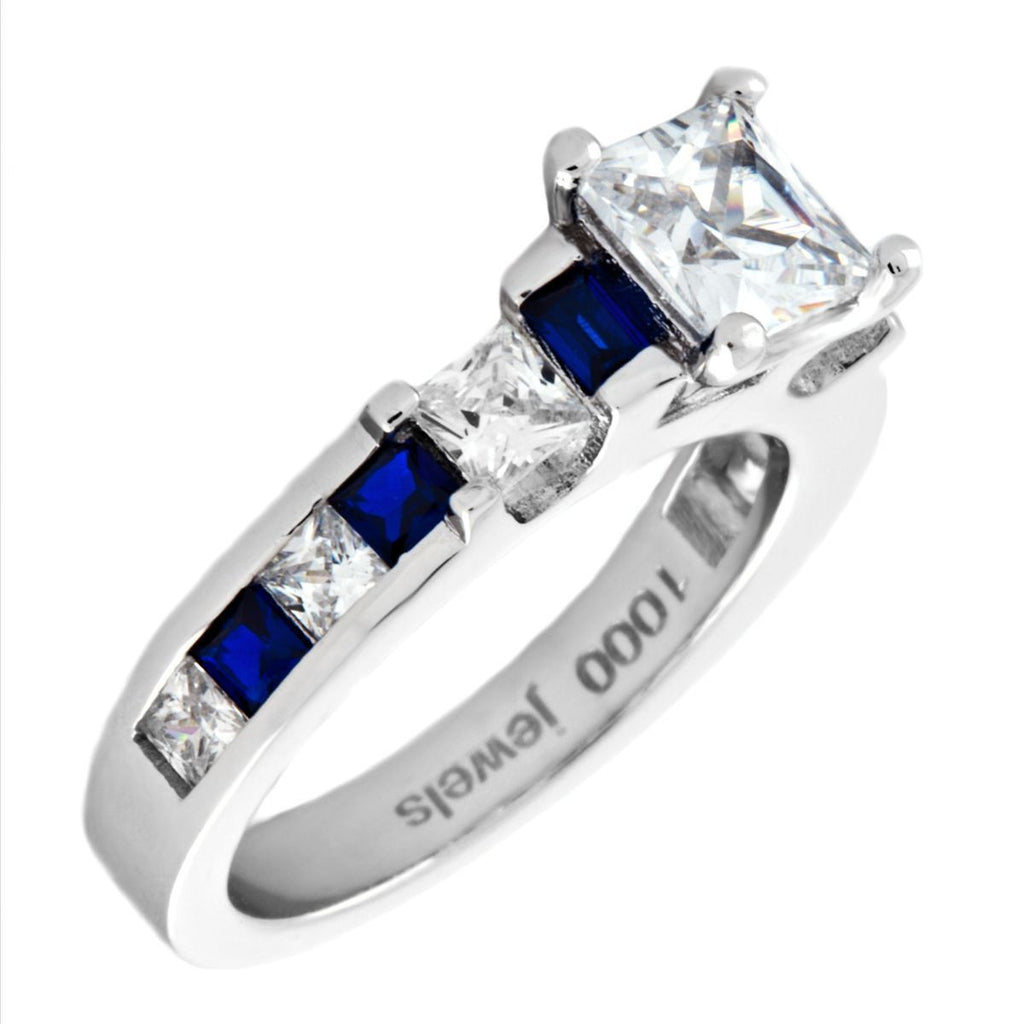 Olivia E: 2.14 ct Sapphire and Russian Ice Engagement Band Ring - Trustmark Jewelers - Engagement Rings - 4