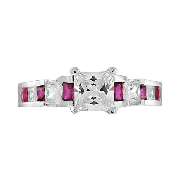 Olicia E: 2.14ct created Ruby and Russian Ice CZ Engagement Band Ring - Trustmark Jewelers - Engagement Rings - 1