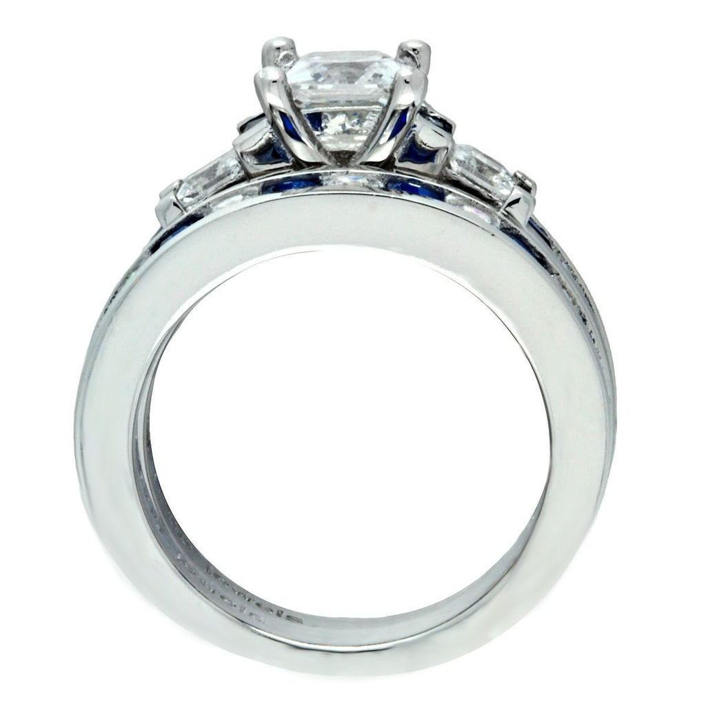 Olivia: Glamorous 4.35ct Sapphire and Russian Ice CZ Wedding Ring Set - Trustmark Jewelers - Wedding Ring Sets - 3