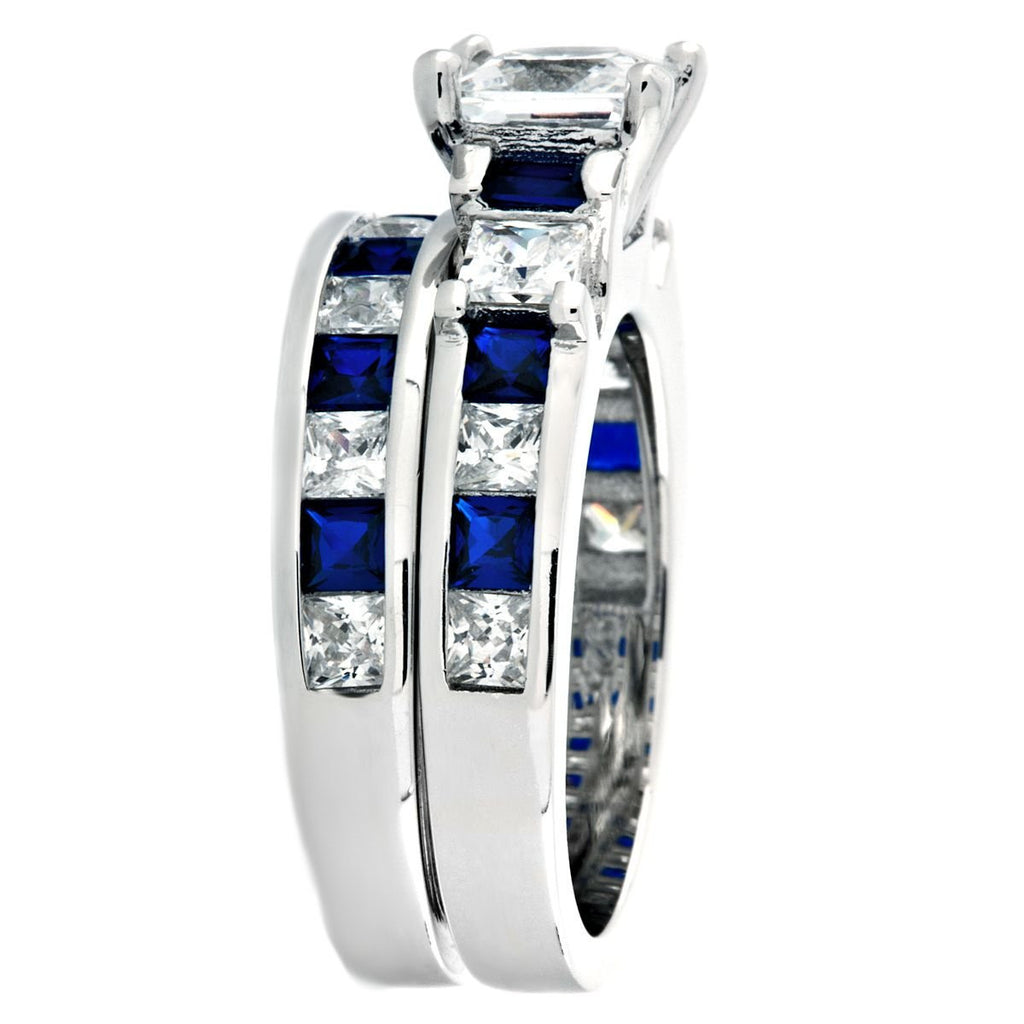 Olivia: Glamorous 4.35ct Sapphire and Russian Ice CZ Wedding Ring Set - Trustmark Jewelers - Wedding Ring Sets - 2