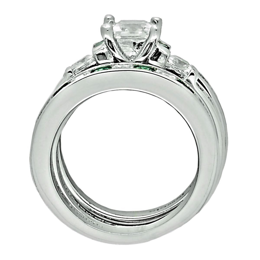 Olympia 3: Stunning 6.56c Emerald Ice Diamond CZ 3 Pc Wedding Ring Set - Trustmark Jewelers - Wedding Ring Sets - 4