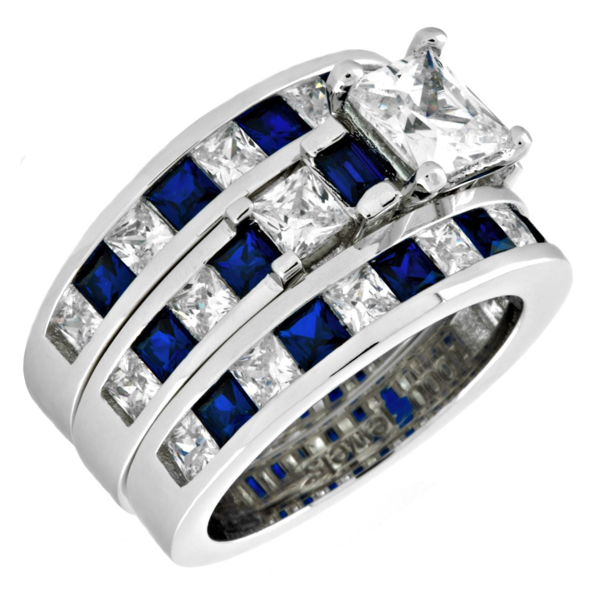 Blue sapphire and 2025 diamond wedding ring sets