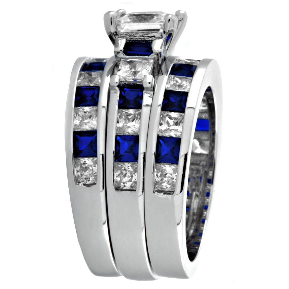 wedding rings sets,Italo Halo Cushion Created White Sapphire 3PC Wedding Set